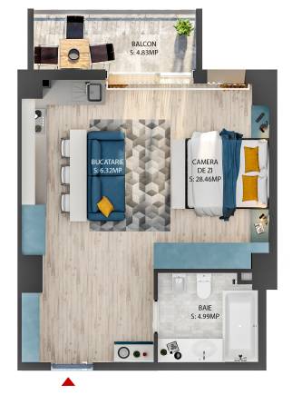 Apartament tip STUDIO-1