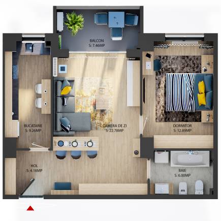 Apartament tip 2-E