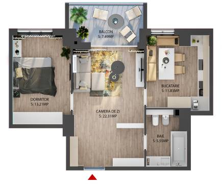 Apartament tip 2-F