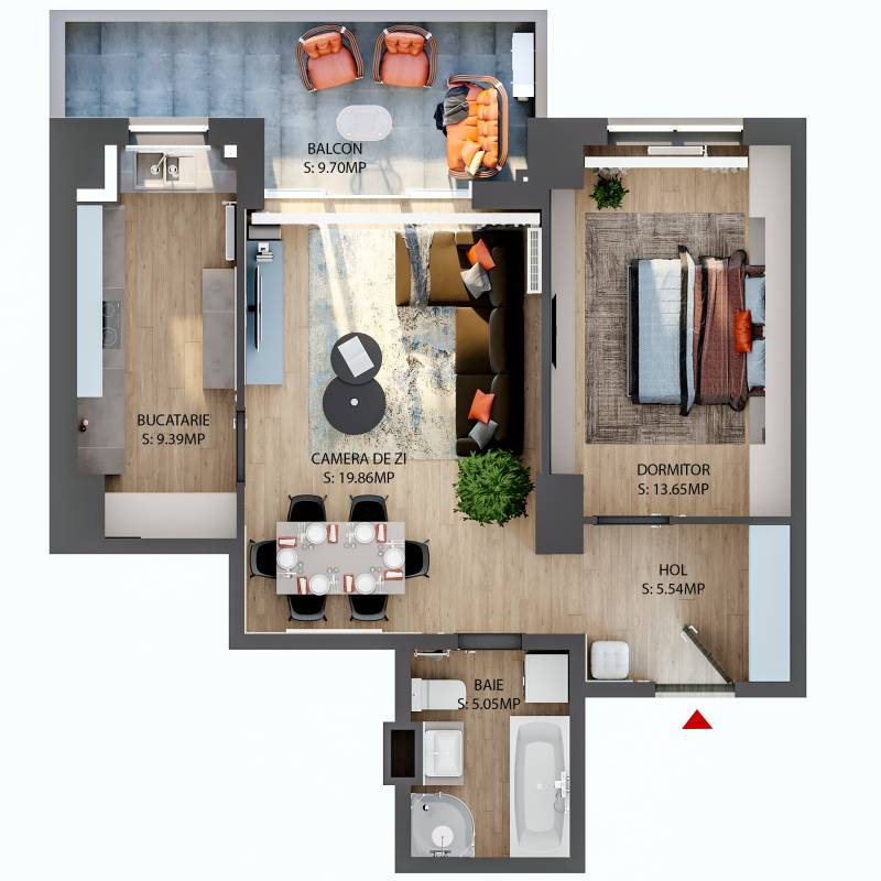 Apartament tip 2-H