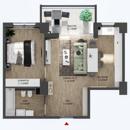 Apartament tip 2-F